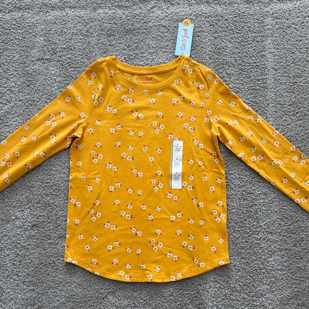 Cat & Jack Yellow Floral Long Sleeve Tee
